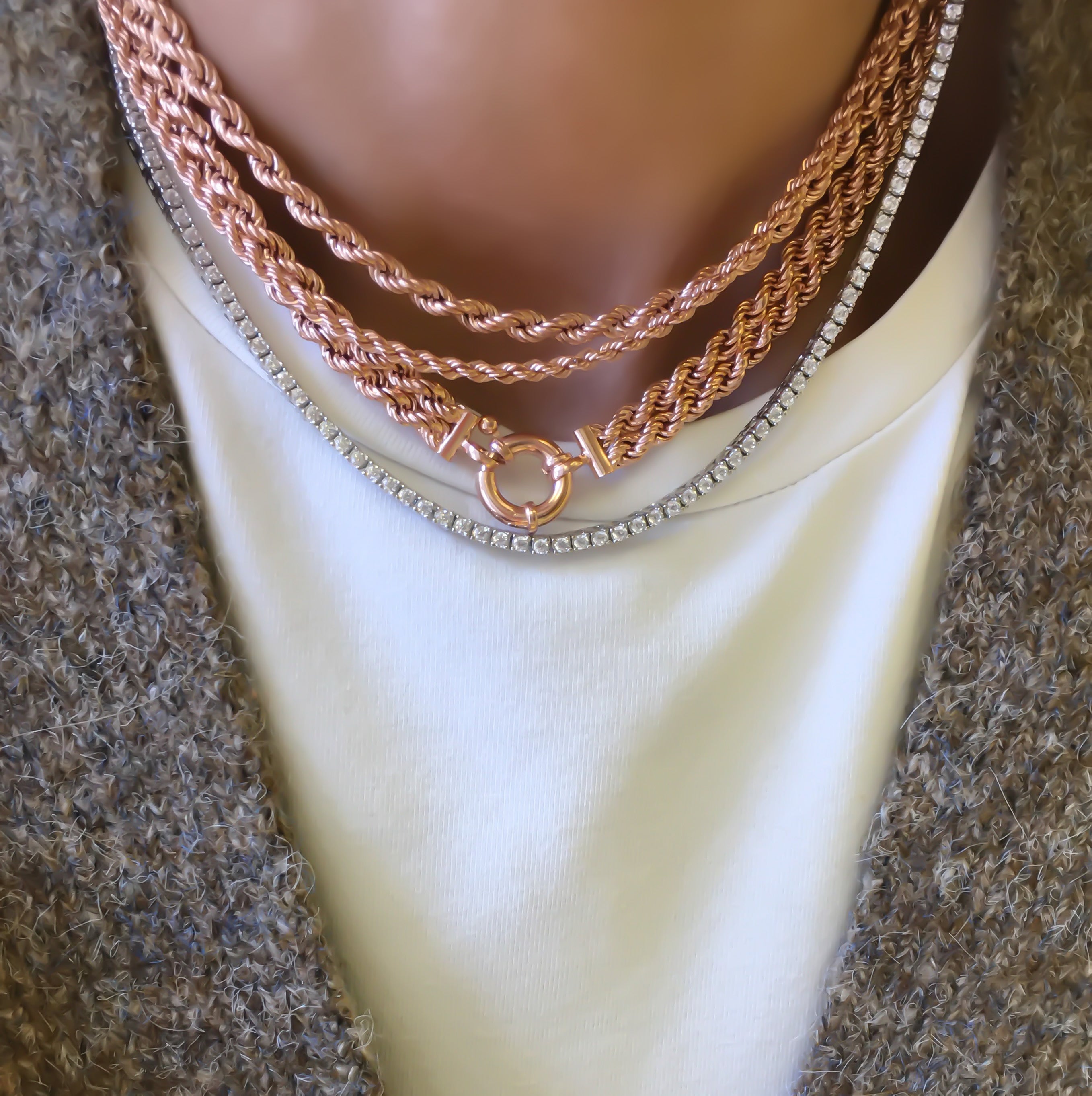 Vintage Çift Sıra Kalın Halat Kolye