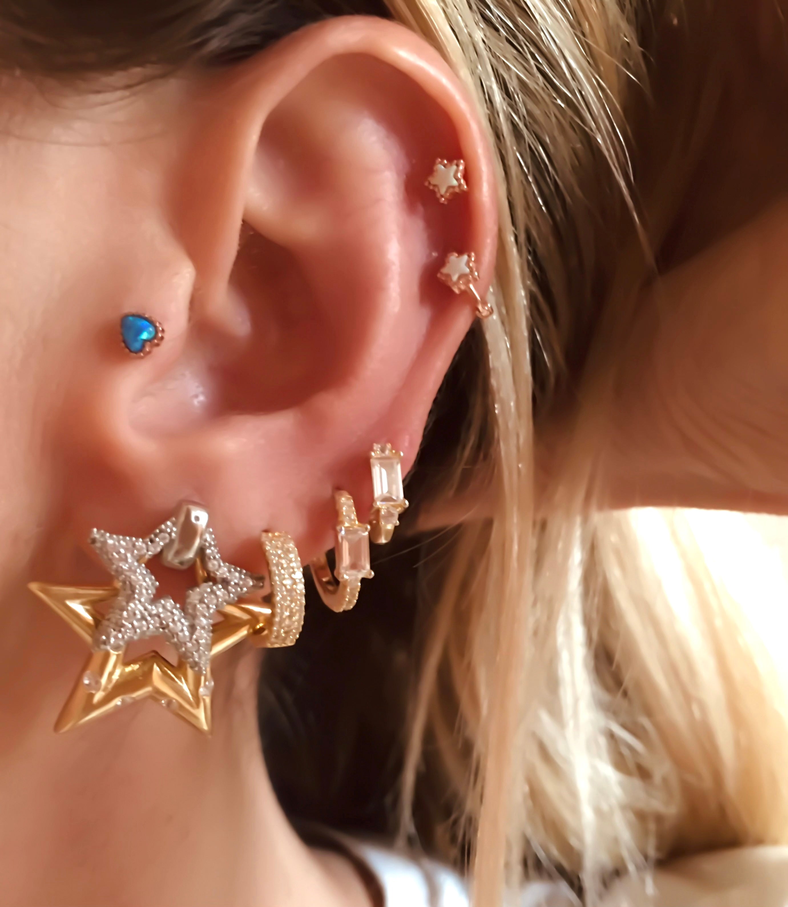 İki ton Double Stella Küpe