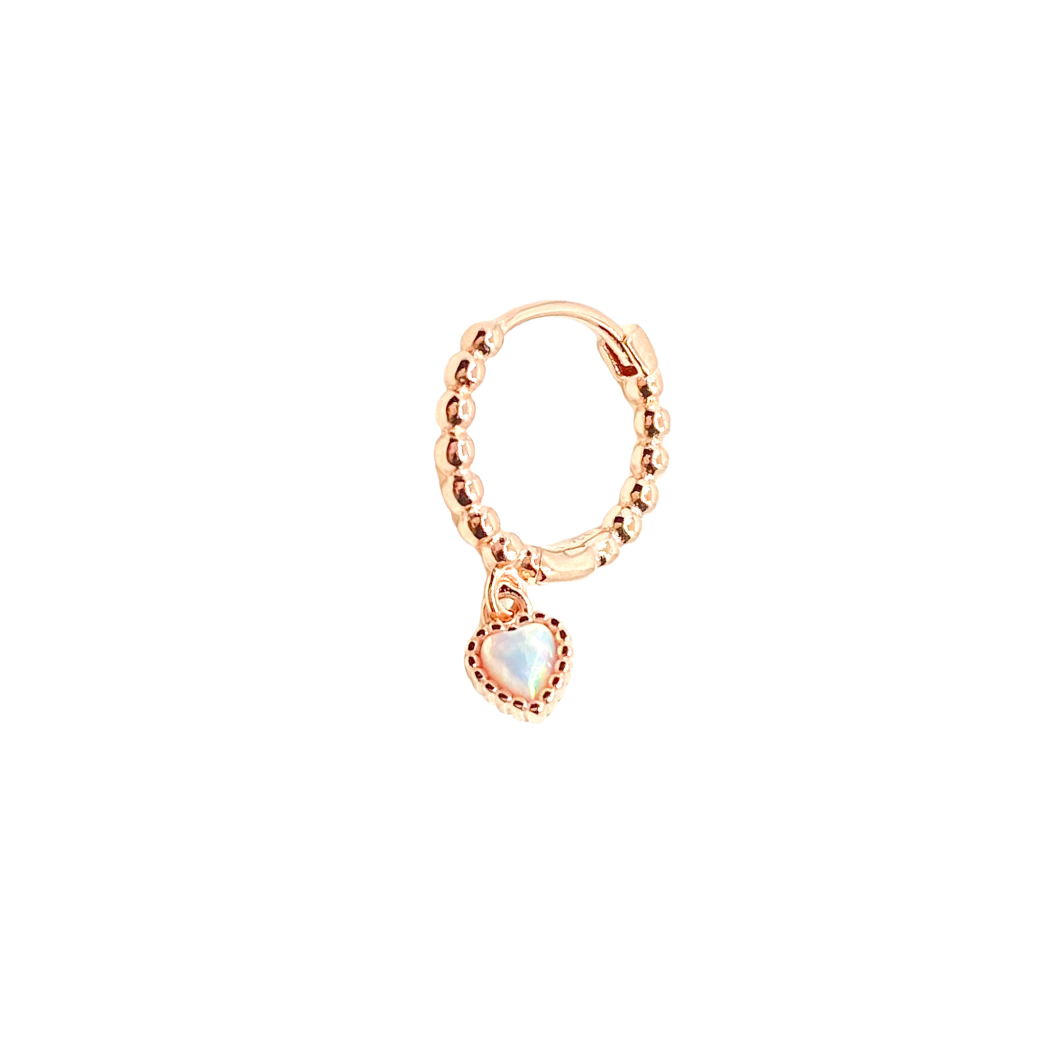 Bubble White Opal Heart Earrings