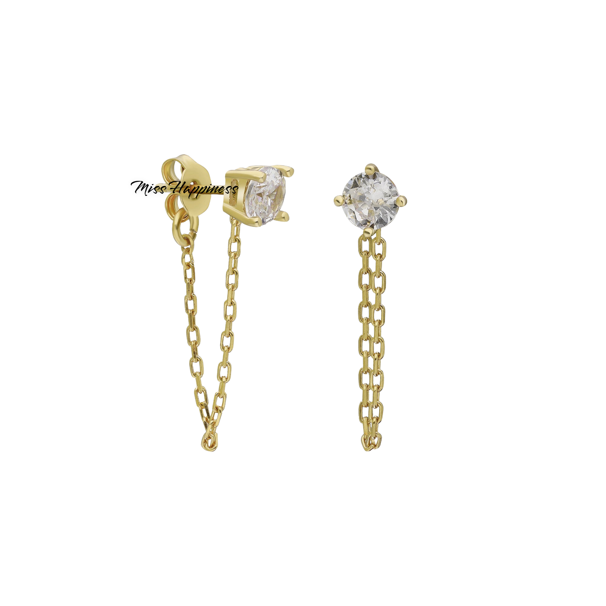 Esse Solitaire Short Chain Earrings