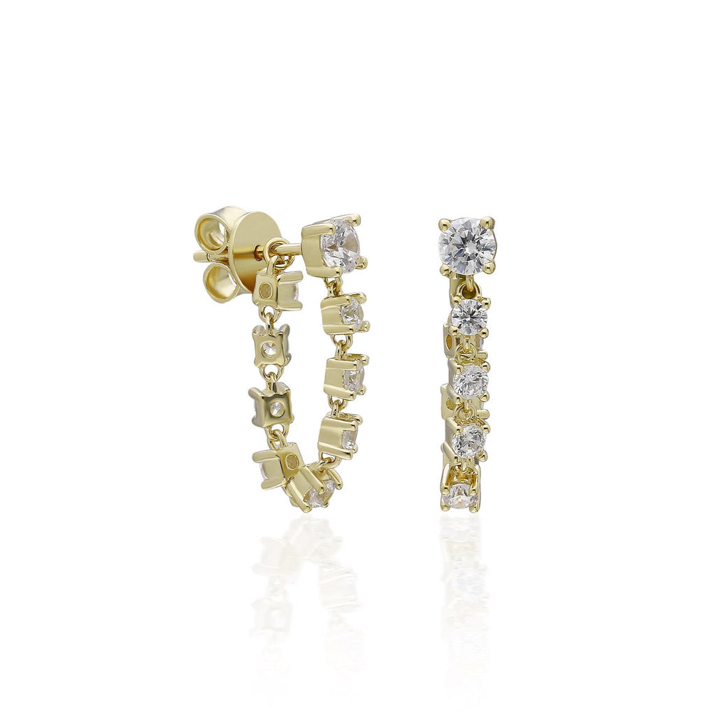 Solitaire Stone Chain Earring