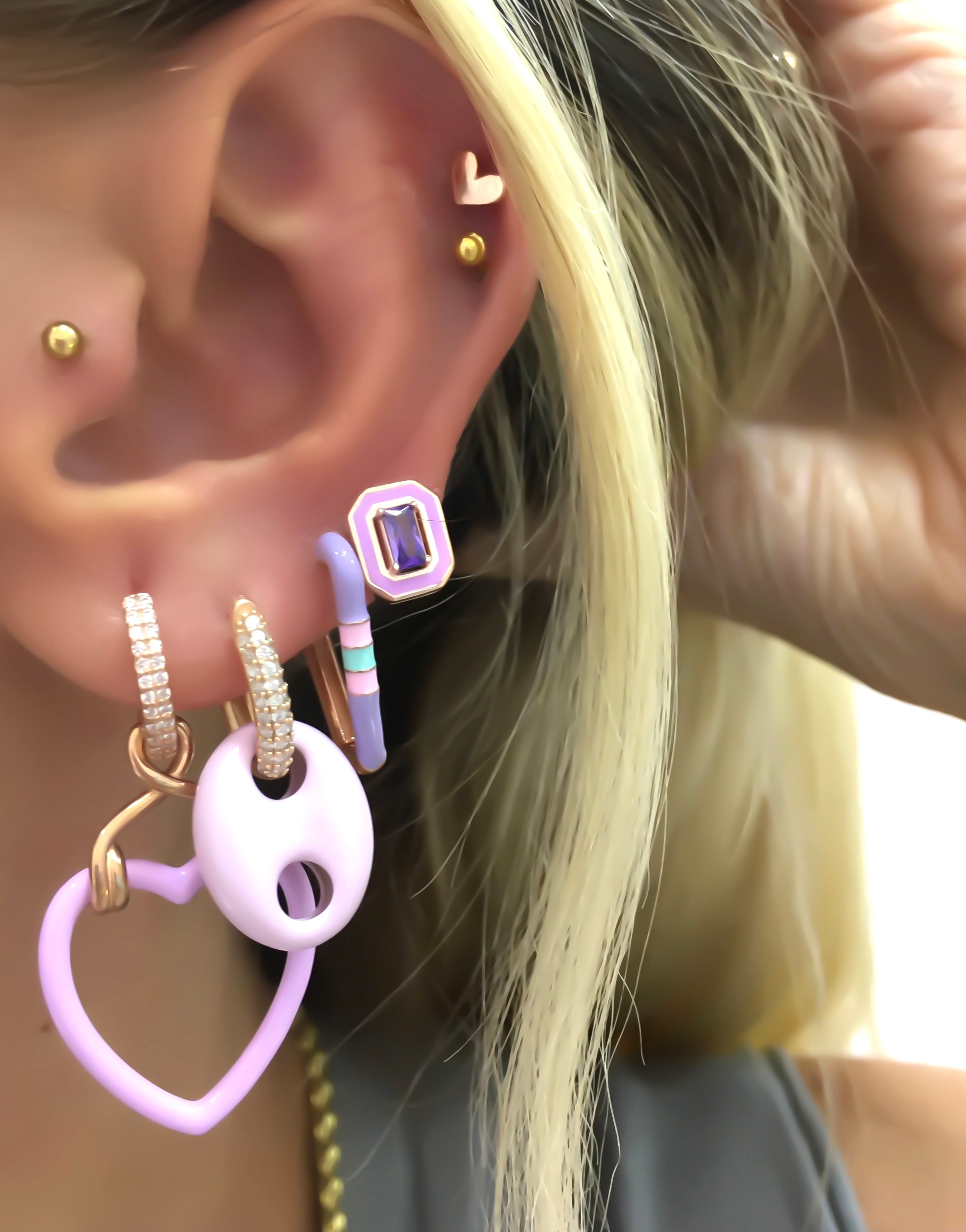 Lila Cable Kalp Küpe