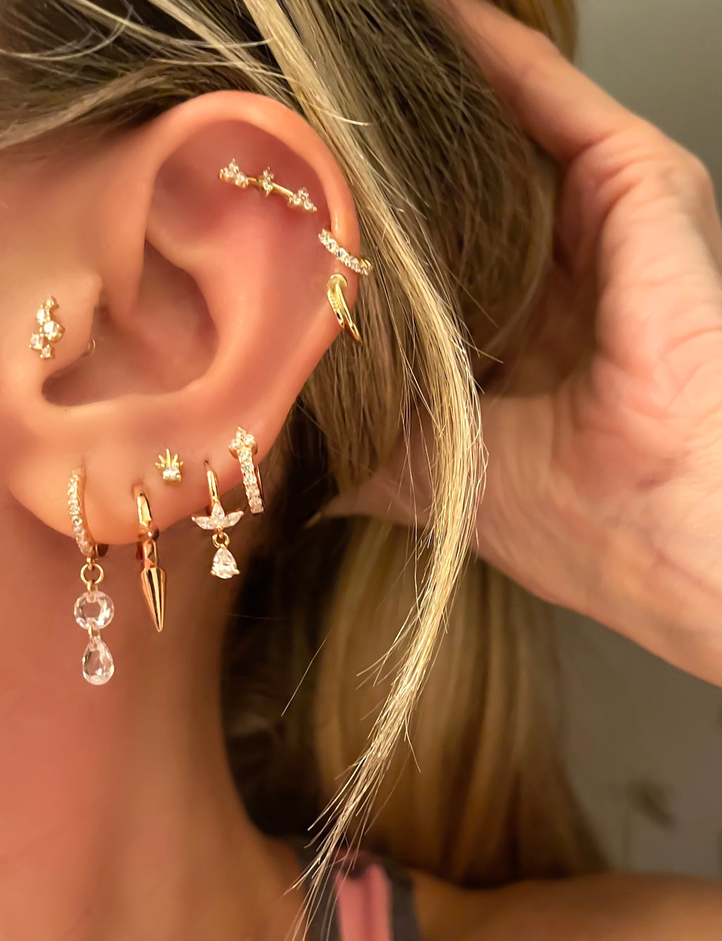 Multi Micro Bezel 14K Piercing