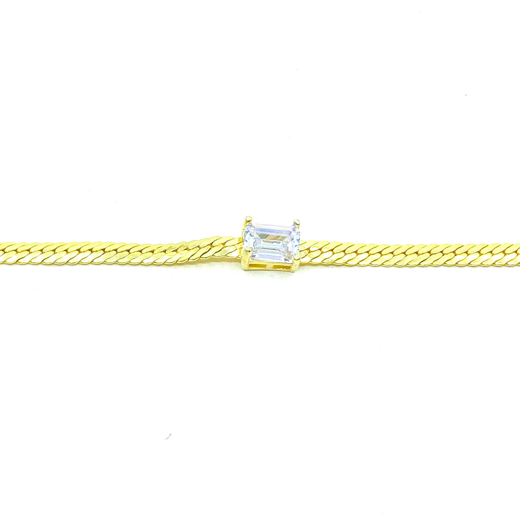 Herringbone Baguette White Bracelet